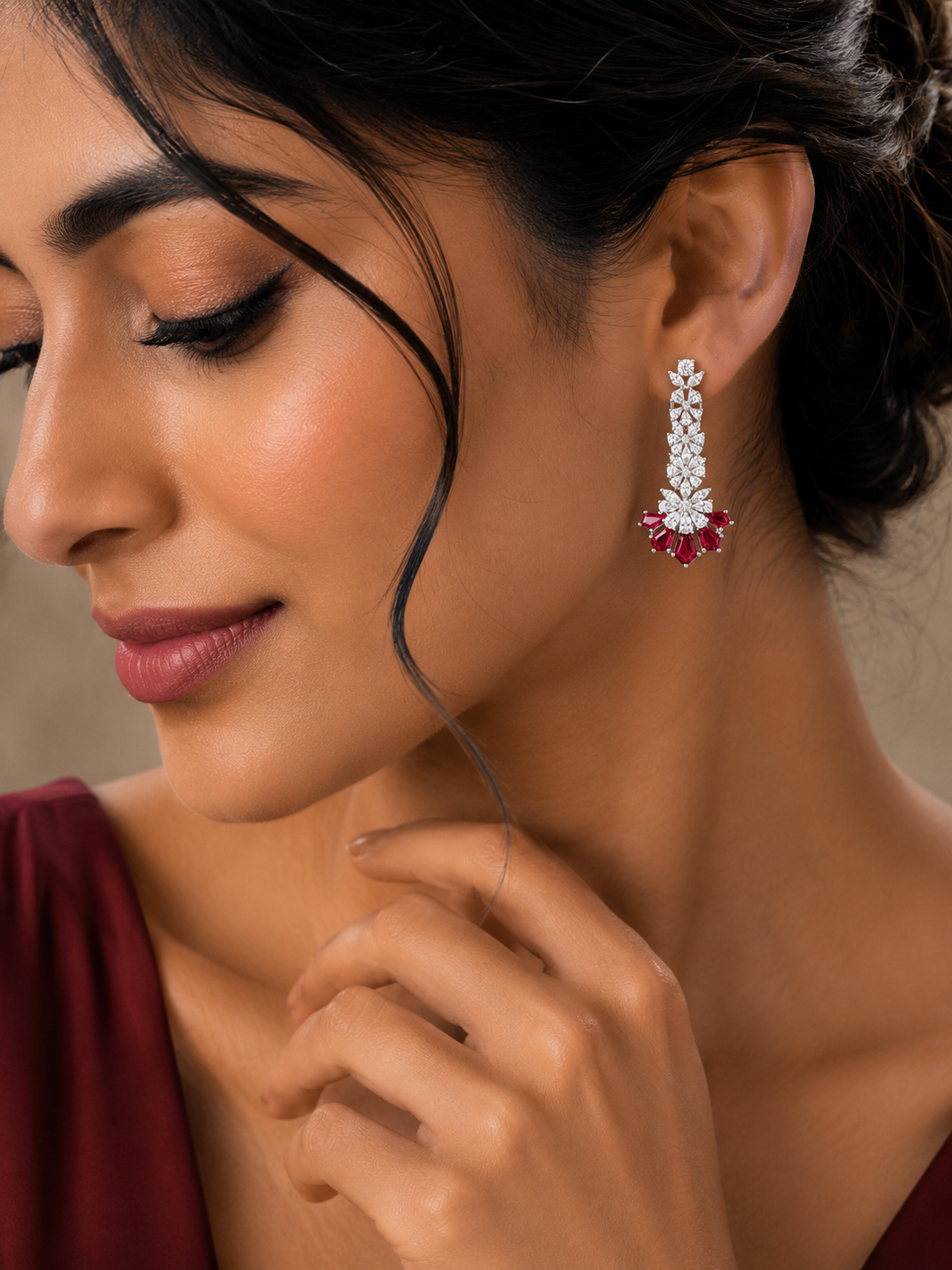 Ruby-Style Fringe Floral Drop Earrings