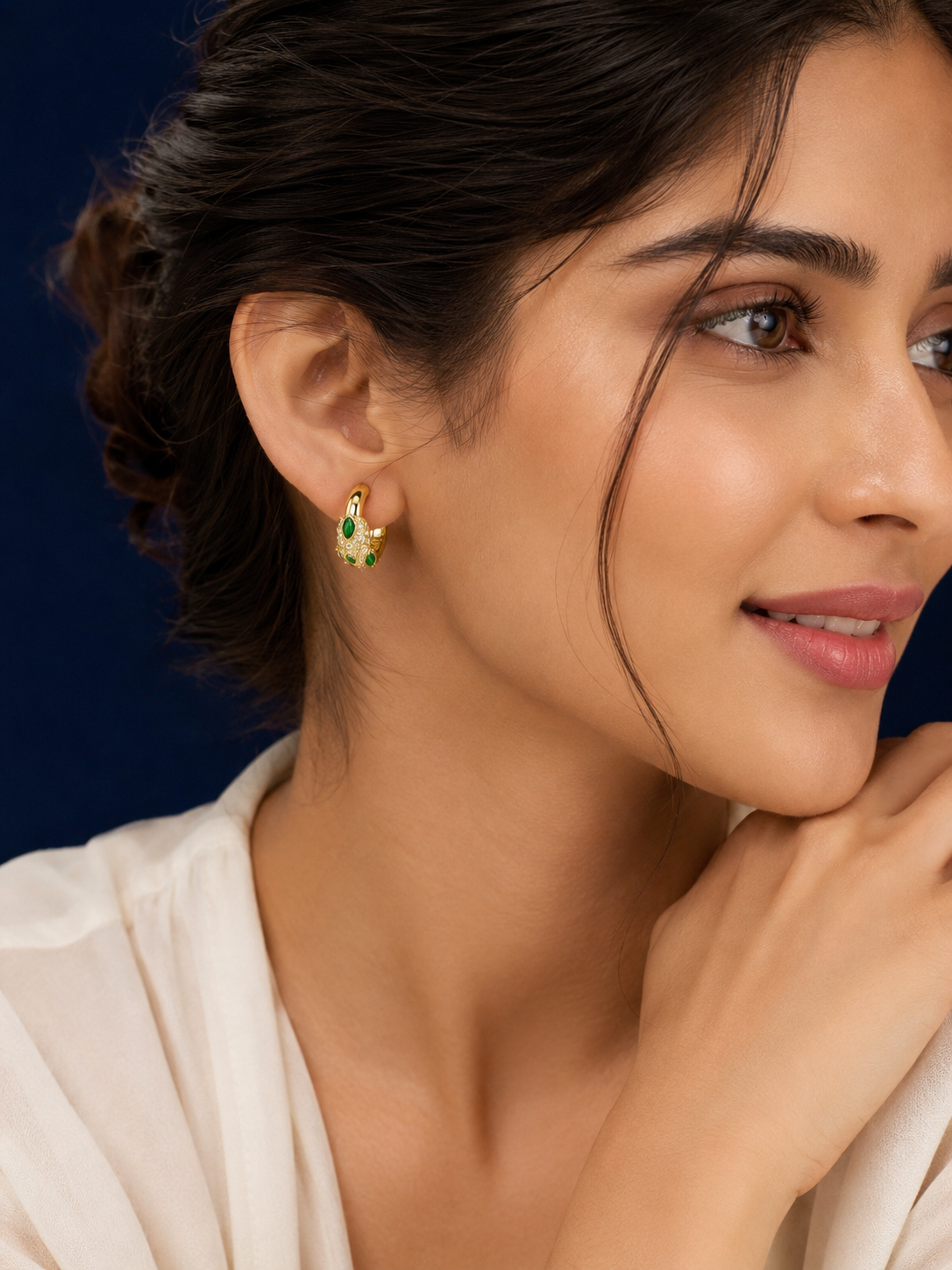 Pavé Gold-Tone Panther Cuff Earrings