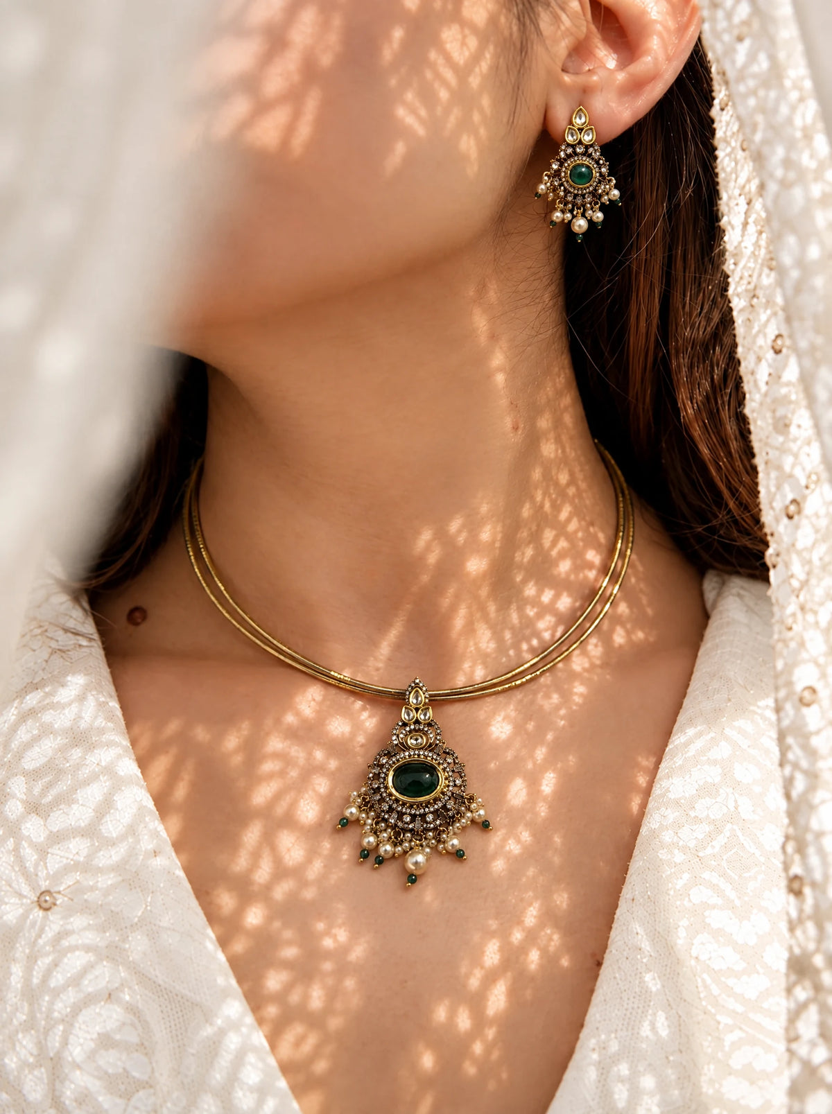 Emerald Teardrop Pendant Necklace
