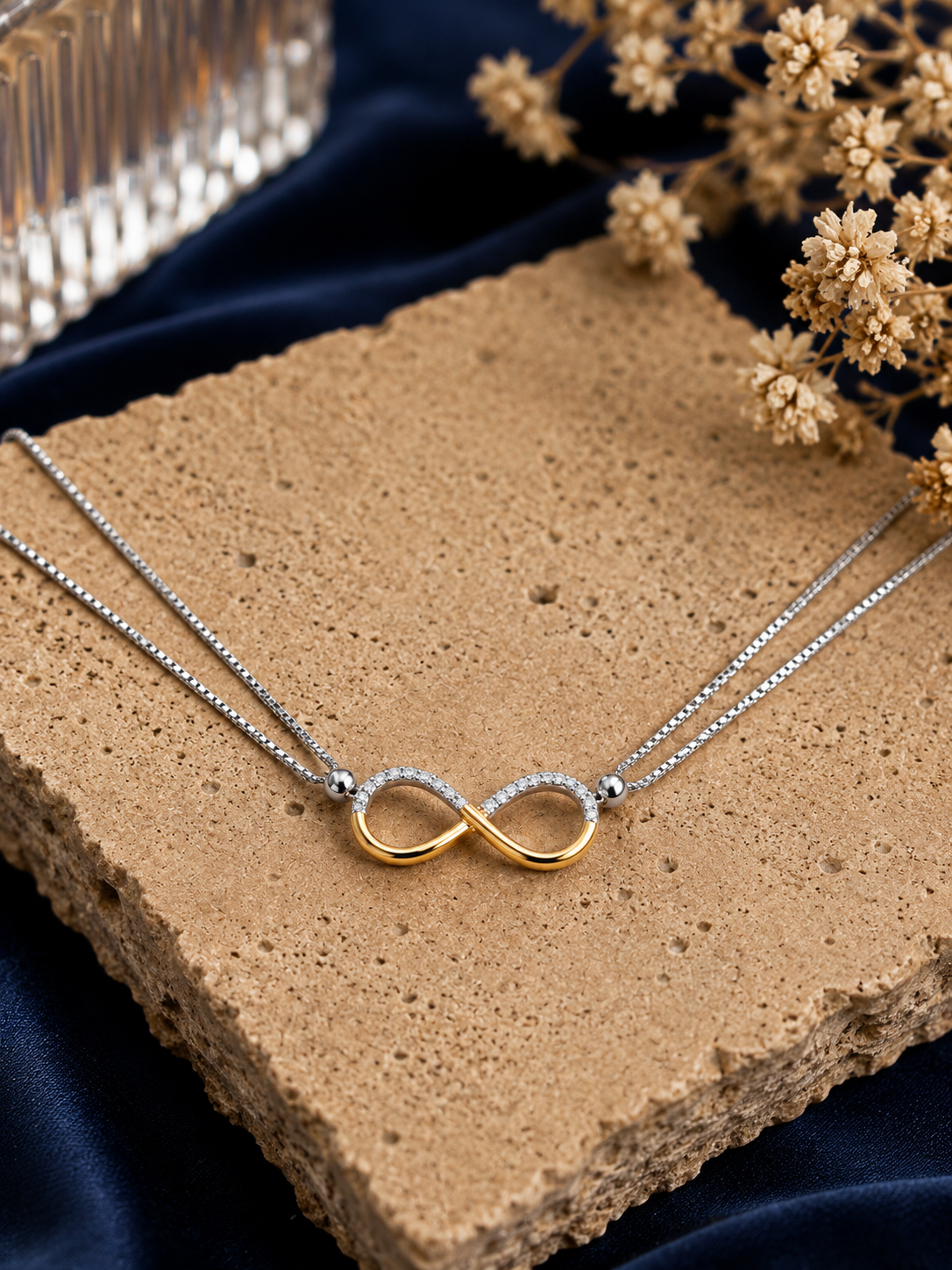 Two-Tone Infinity Loop Pendant Necklace