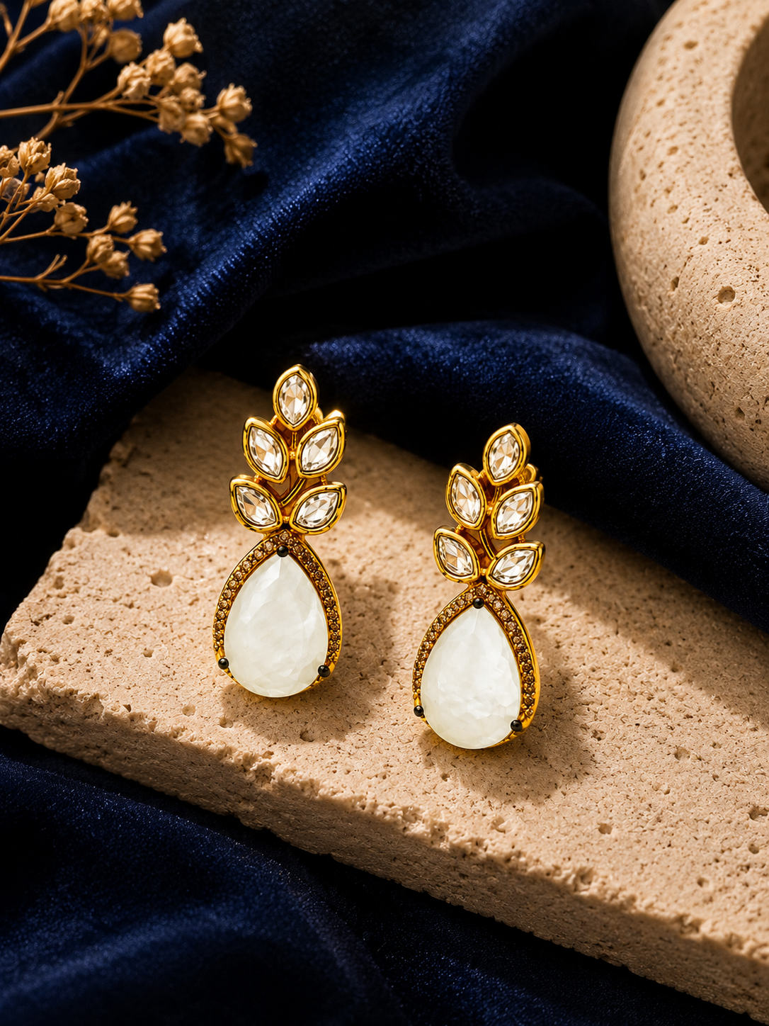Gold Choker & Golden Leaf Mother-of-Pearl Jewelry Set