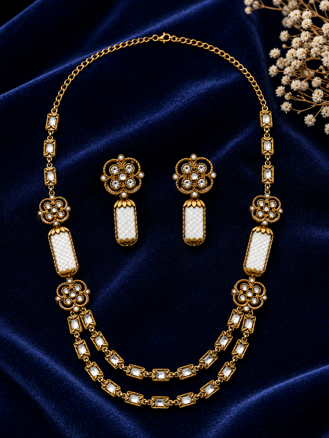 Ornate Gold Geometric Layered Jewelry Set