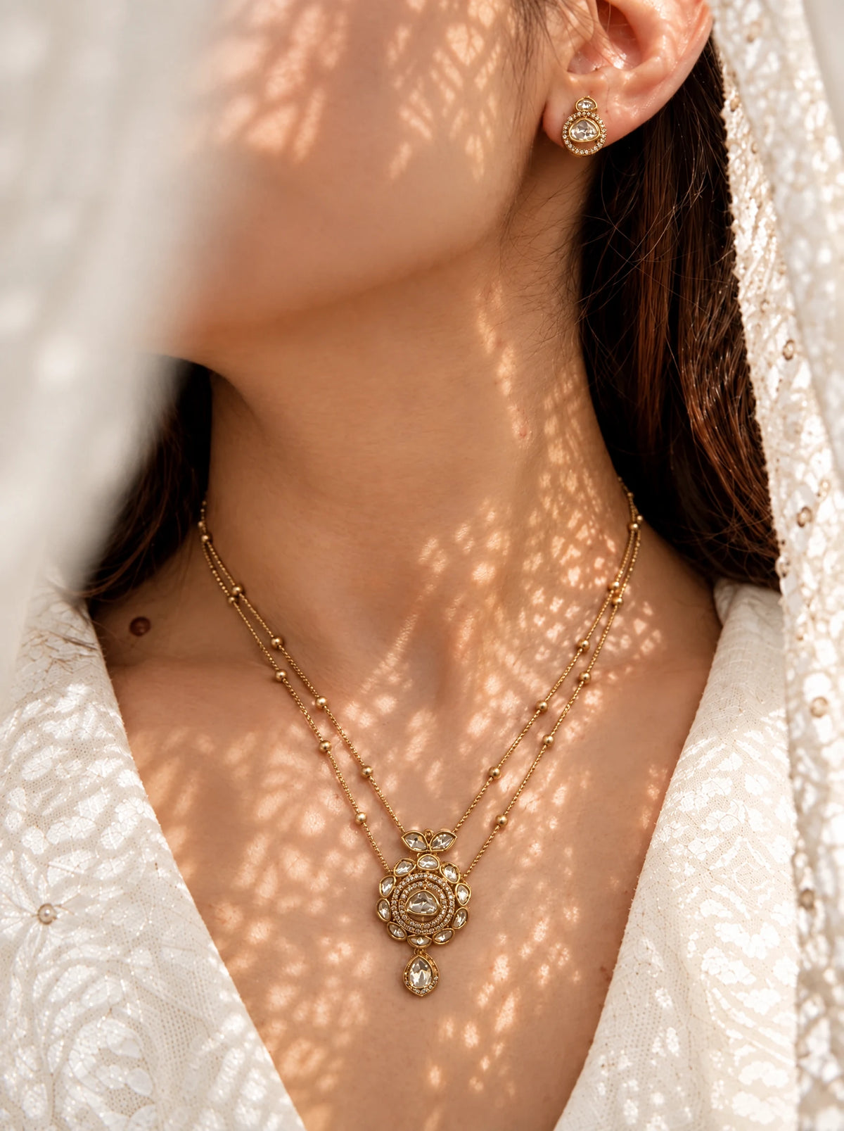 Crystal Medallion Drop Necklace