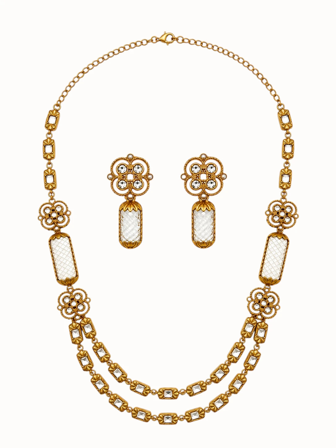 Ornate Gold Geometric Layered Jewelry Set