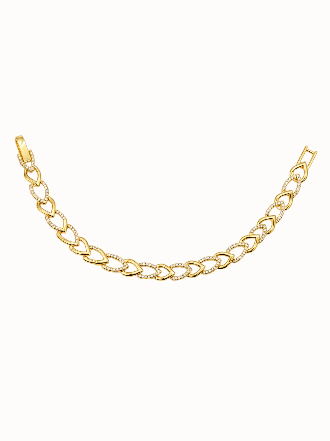 Gold Pavé Heart-Link Bracelet