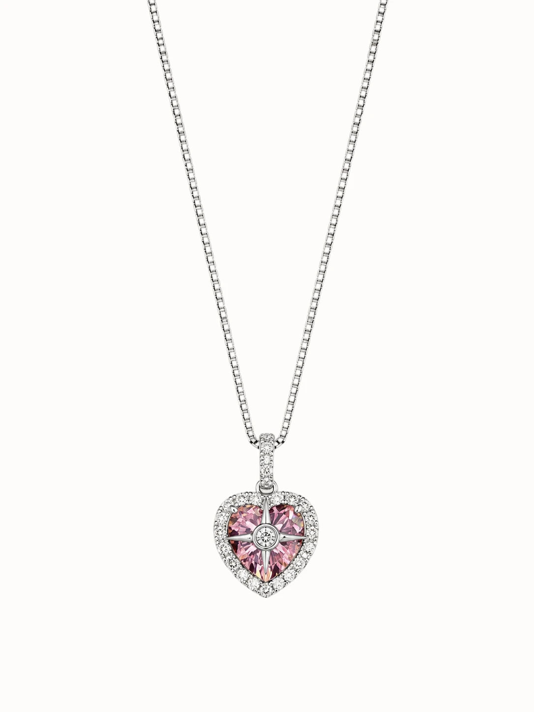 Pink Heart Crystal Pendant Necklace
