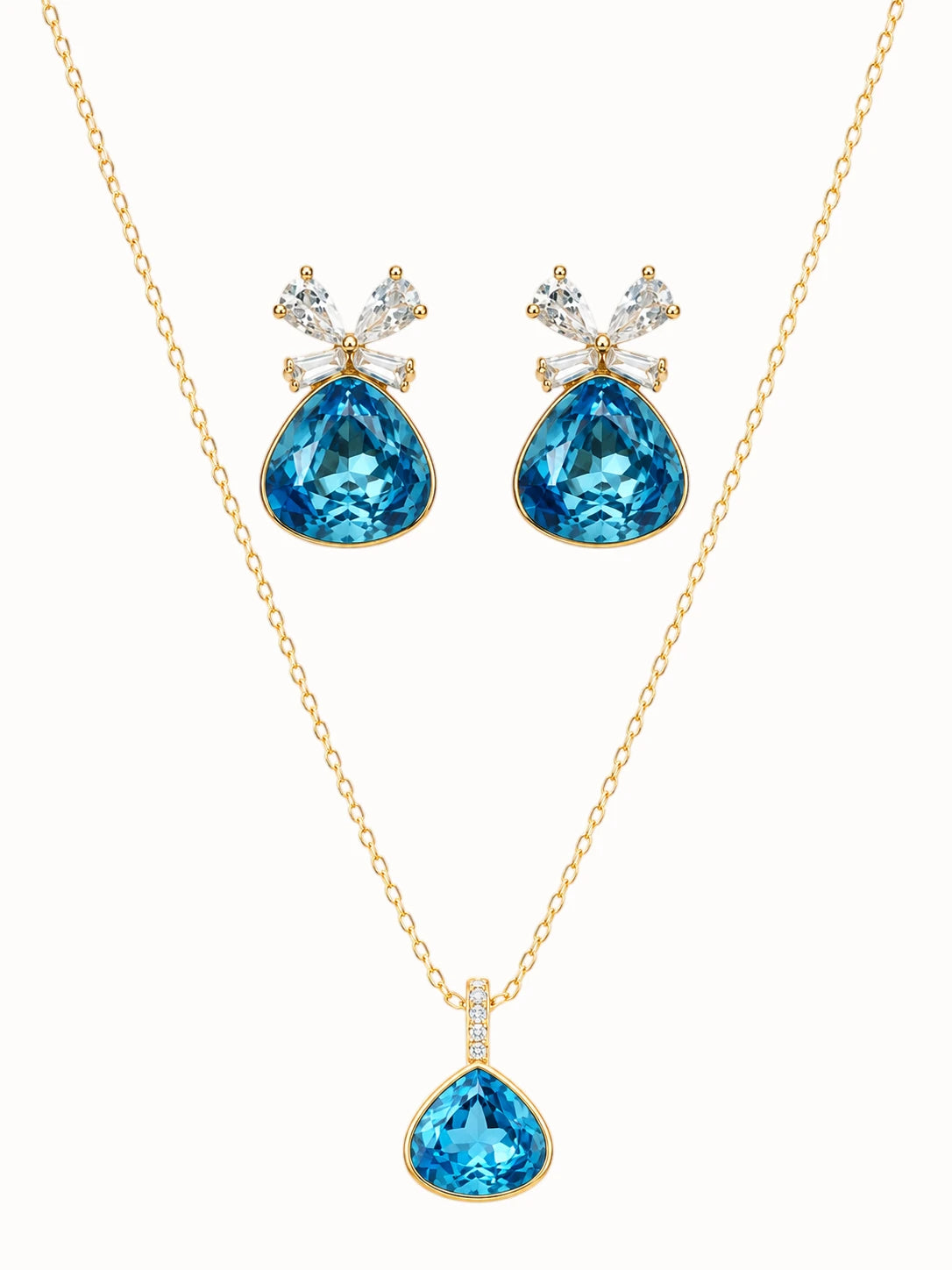 Teal Gemstone Bow Jewelry Set