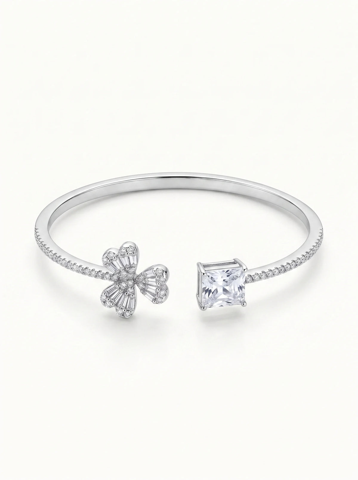 Crystal Bow Open Cuff Bracelet