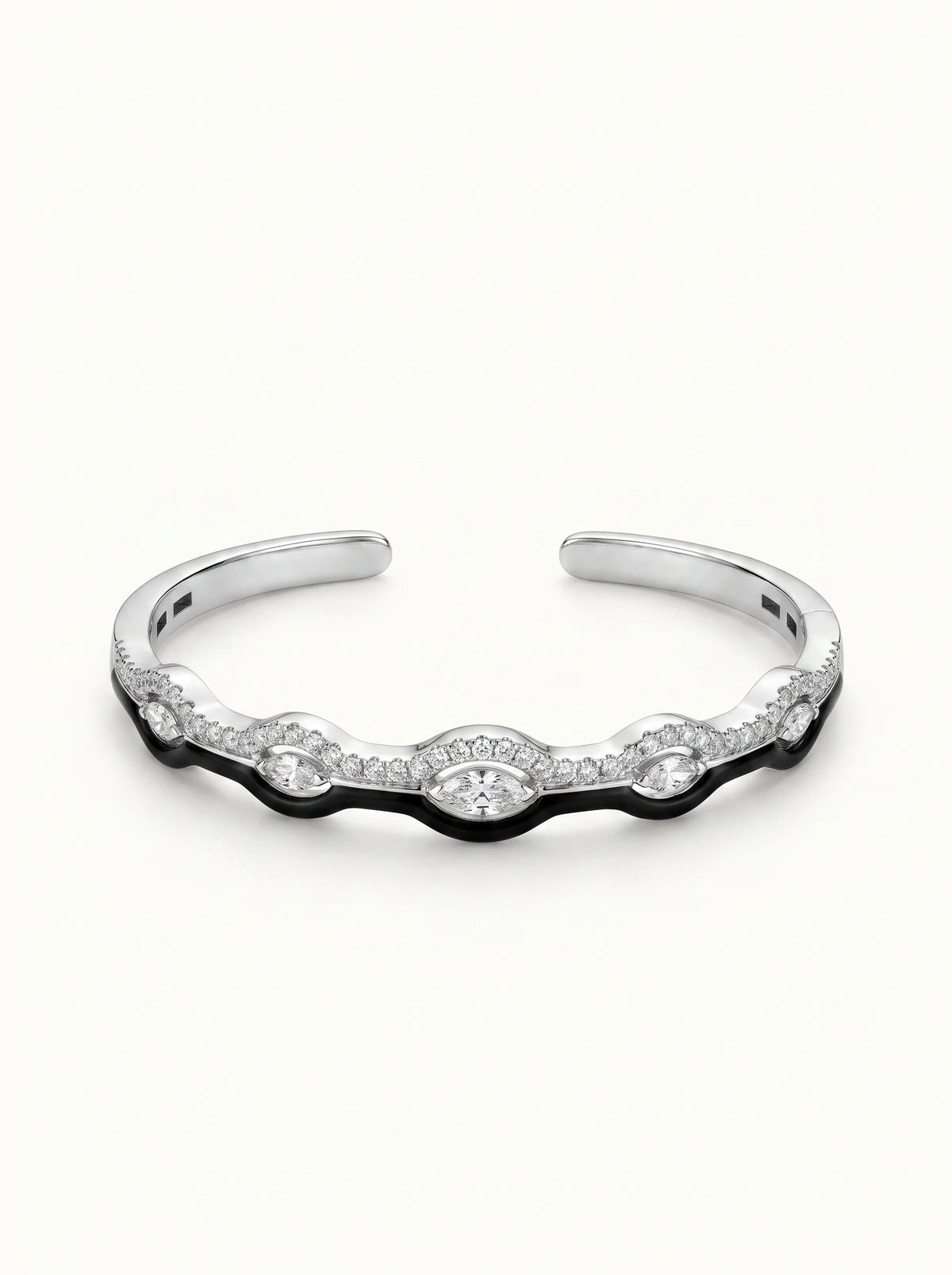 Black Pavé Wave Cuff Bracelet