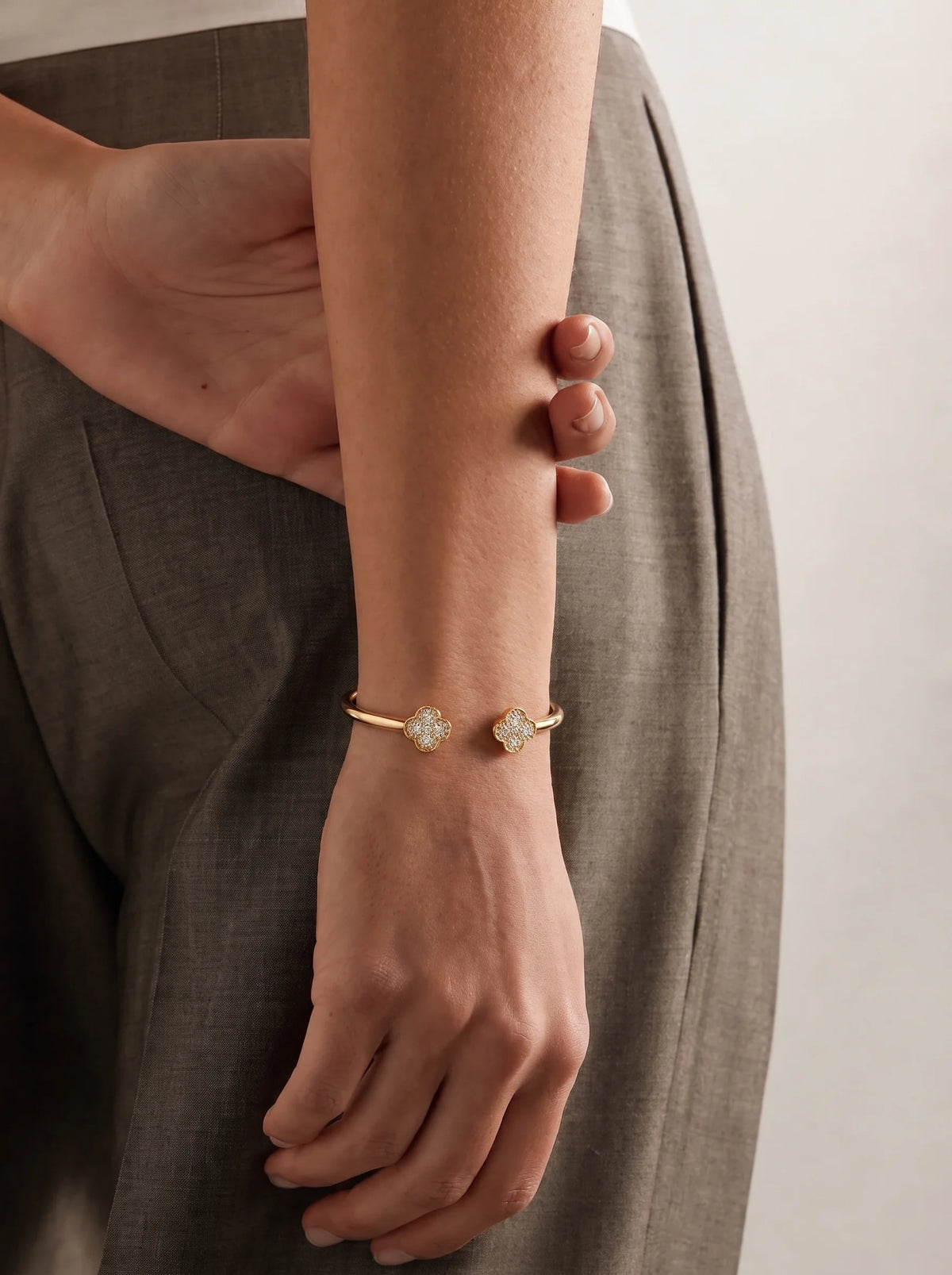 Twin Floral Open Cuff Bracelet