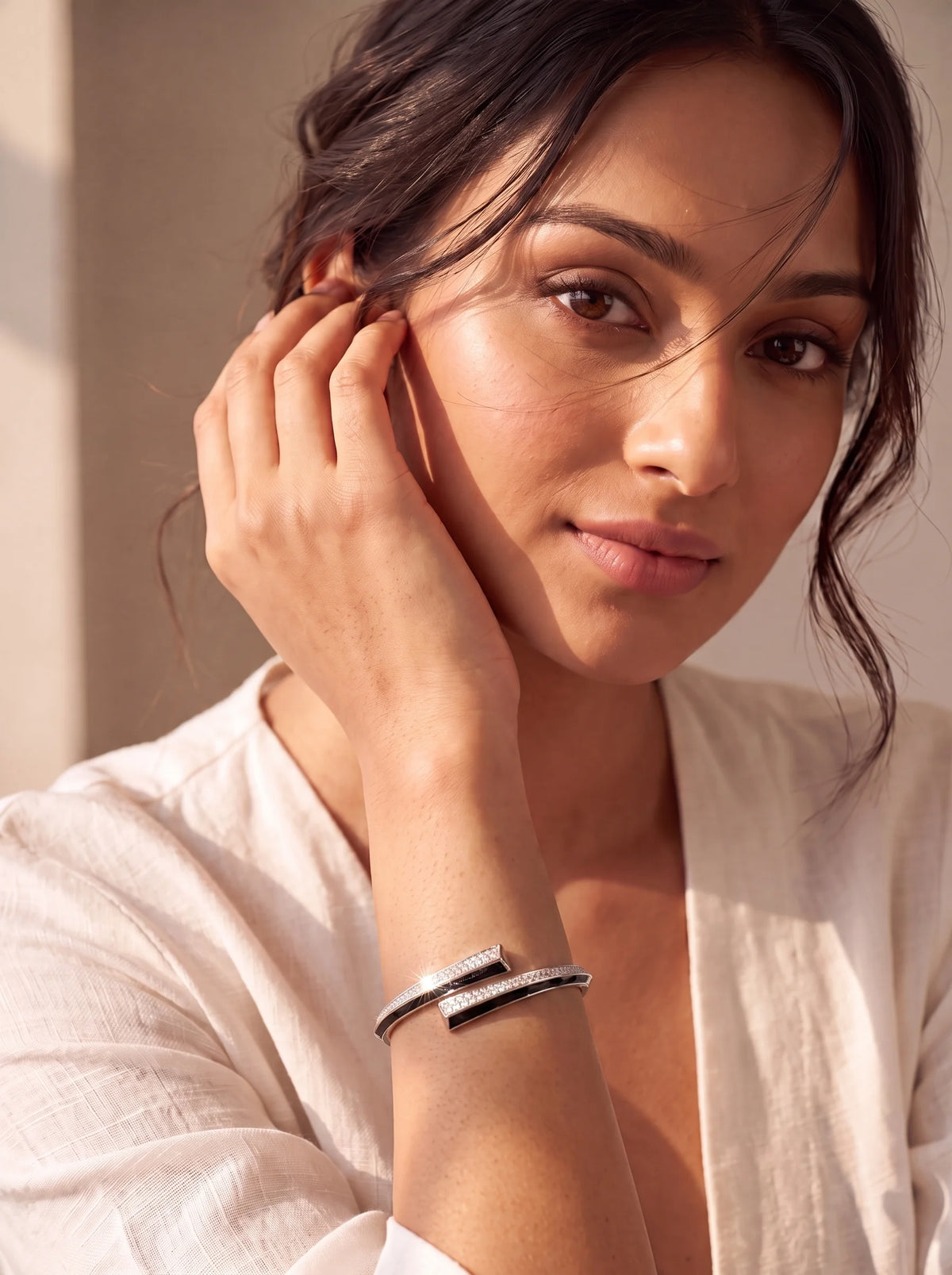 Black Bar Crystal Cuff Bracelet