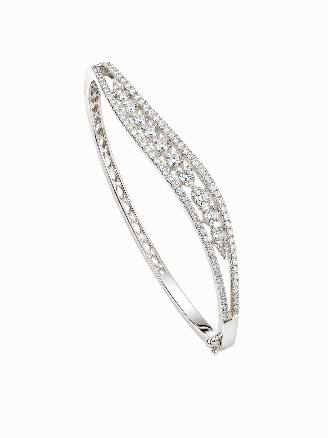 Silver Crossover Pavé Bangle