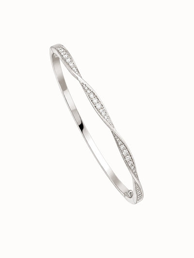 Silver Twist Pavé Bangle