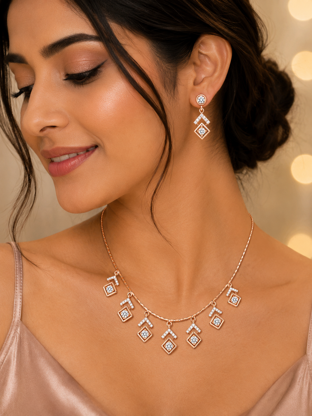 Rose Gold Geometric Jewelry Set