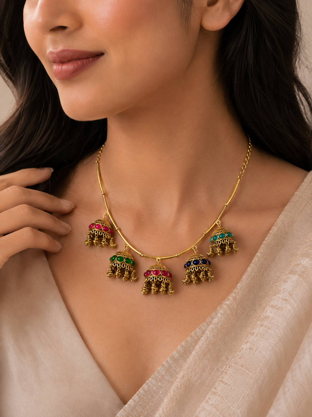 Heritage Jhumka Multicolour Jewelry Set