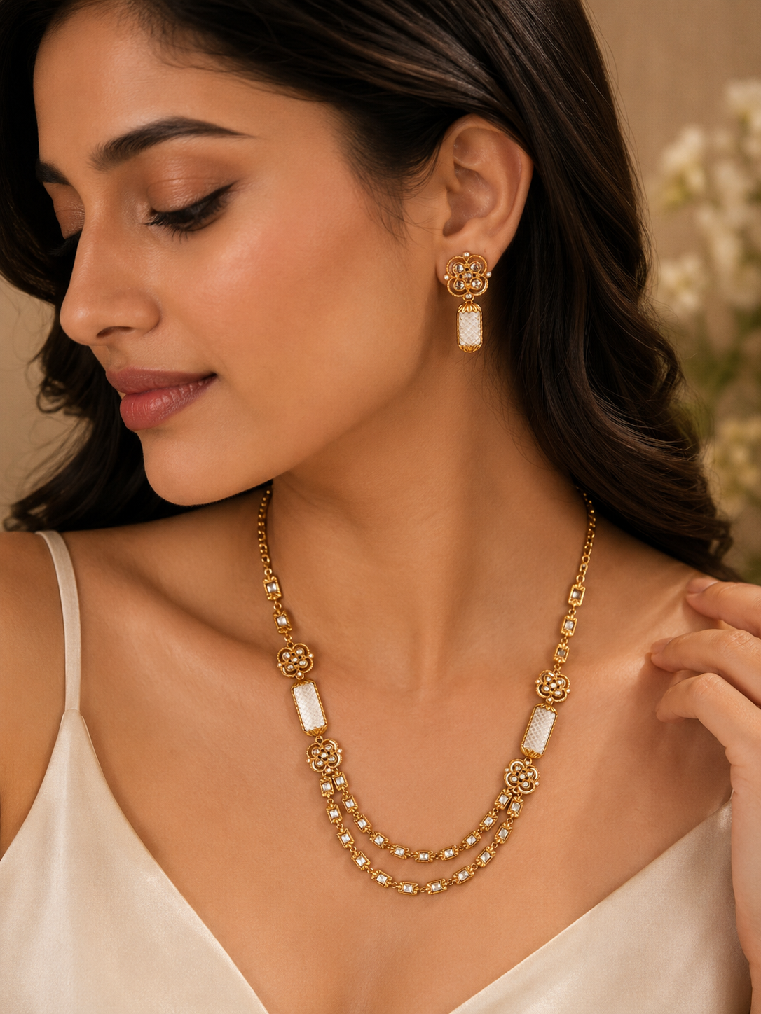 Ornate Gold Geometric Layered Jewelry Set