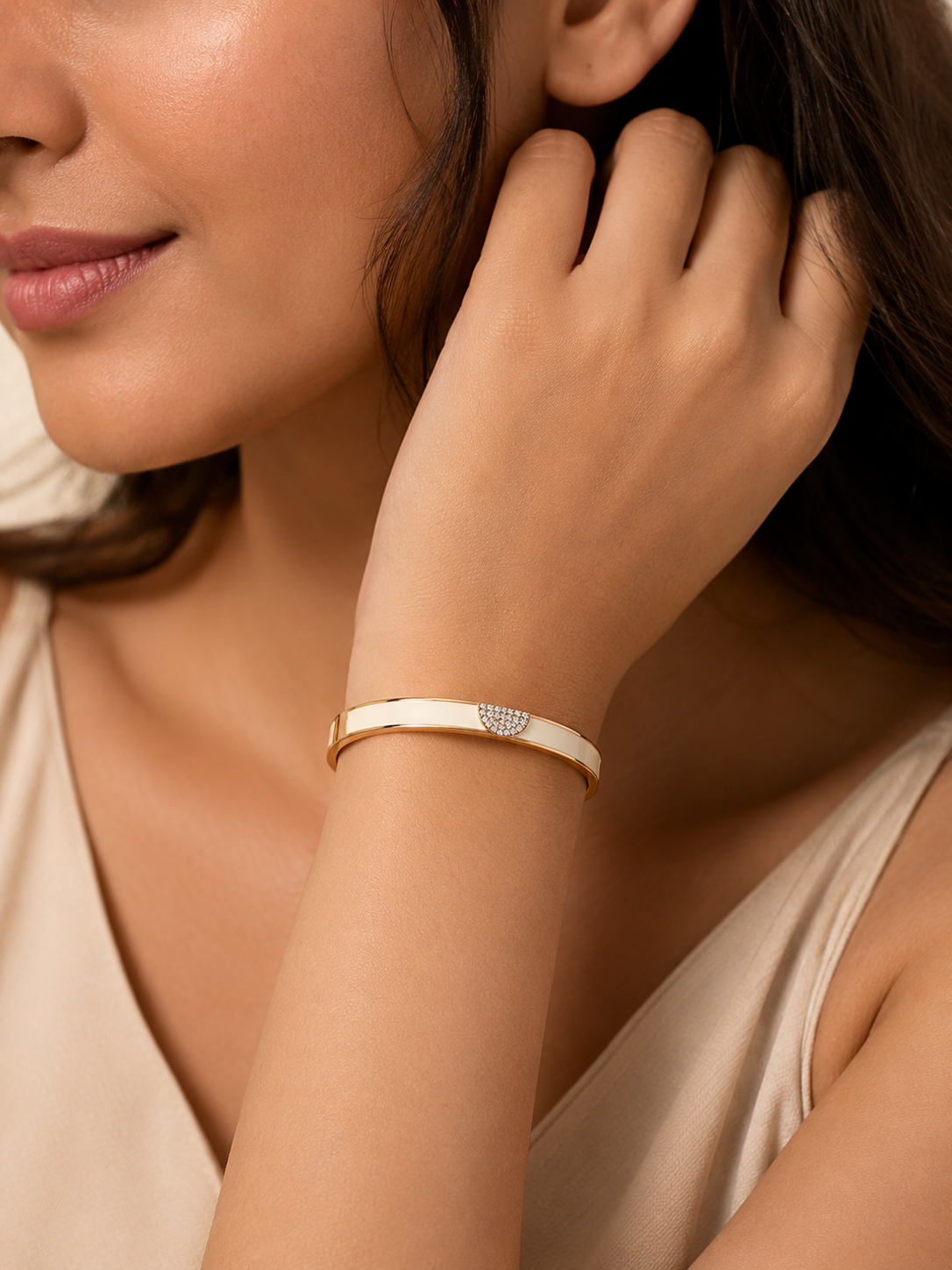 Ivory Pavé Rose Gold Cuff Bracelet