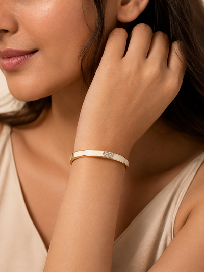 Ivory Pavé Rose Gold Cuff Bracelet