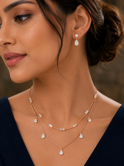 Rose Gold Teardrop Jewelry Set