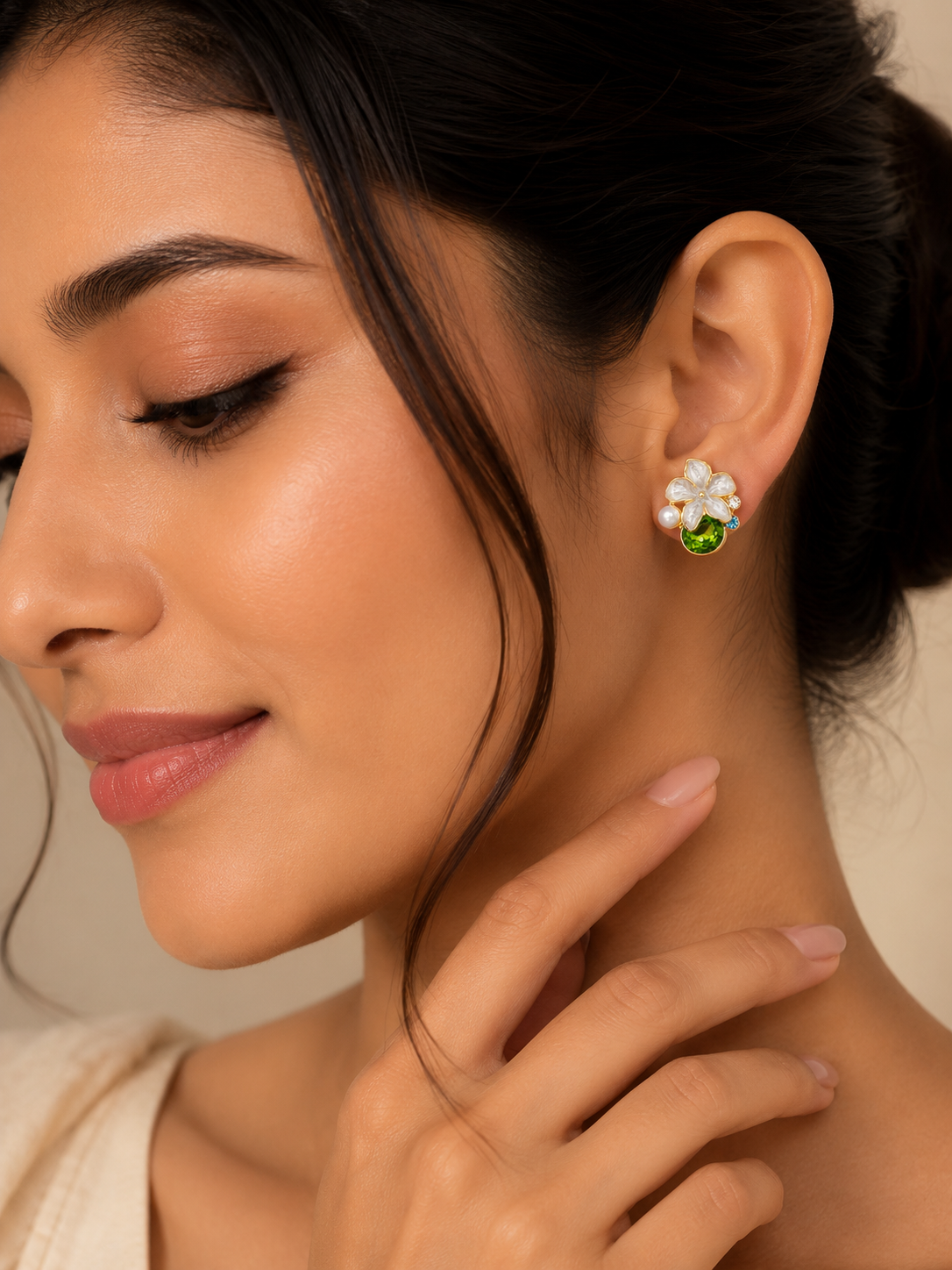 Verdant Bloom Pearl Jewelry Set