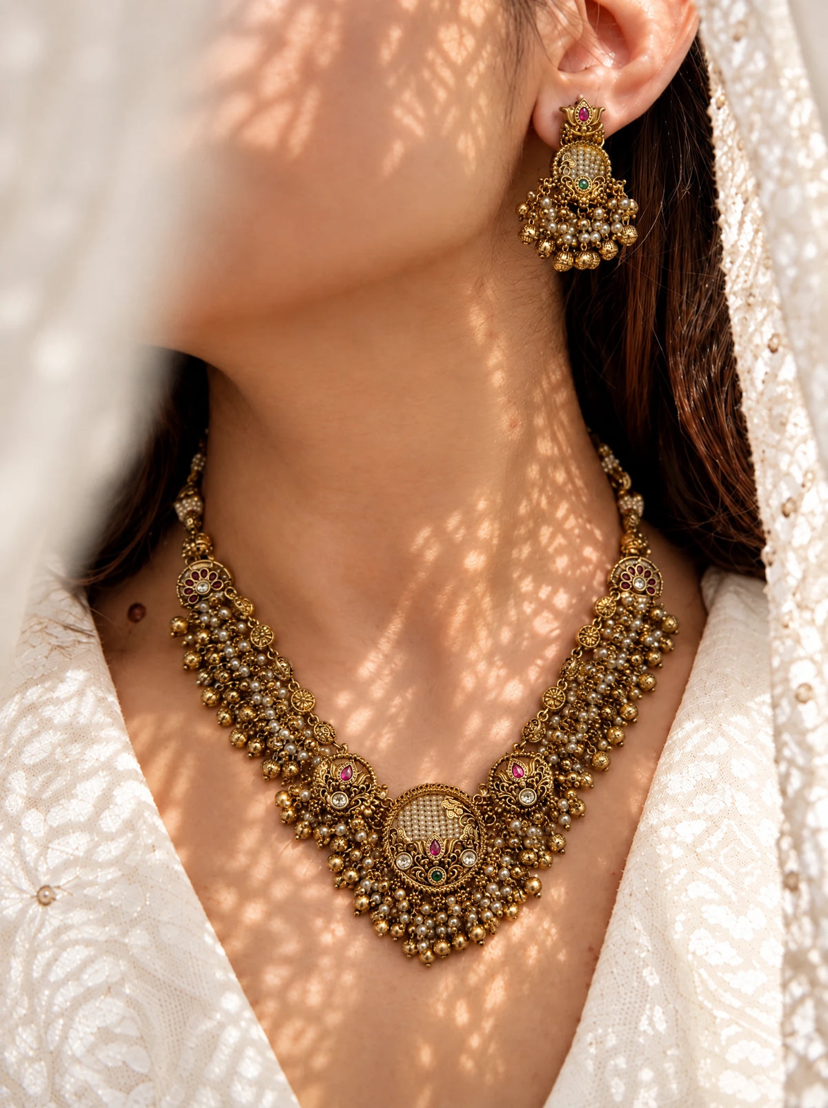 Antique Floral Pearl Necklace