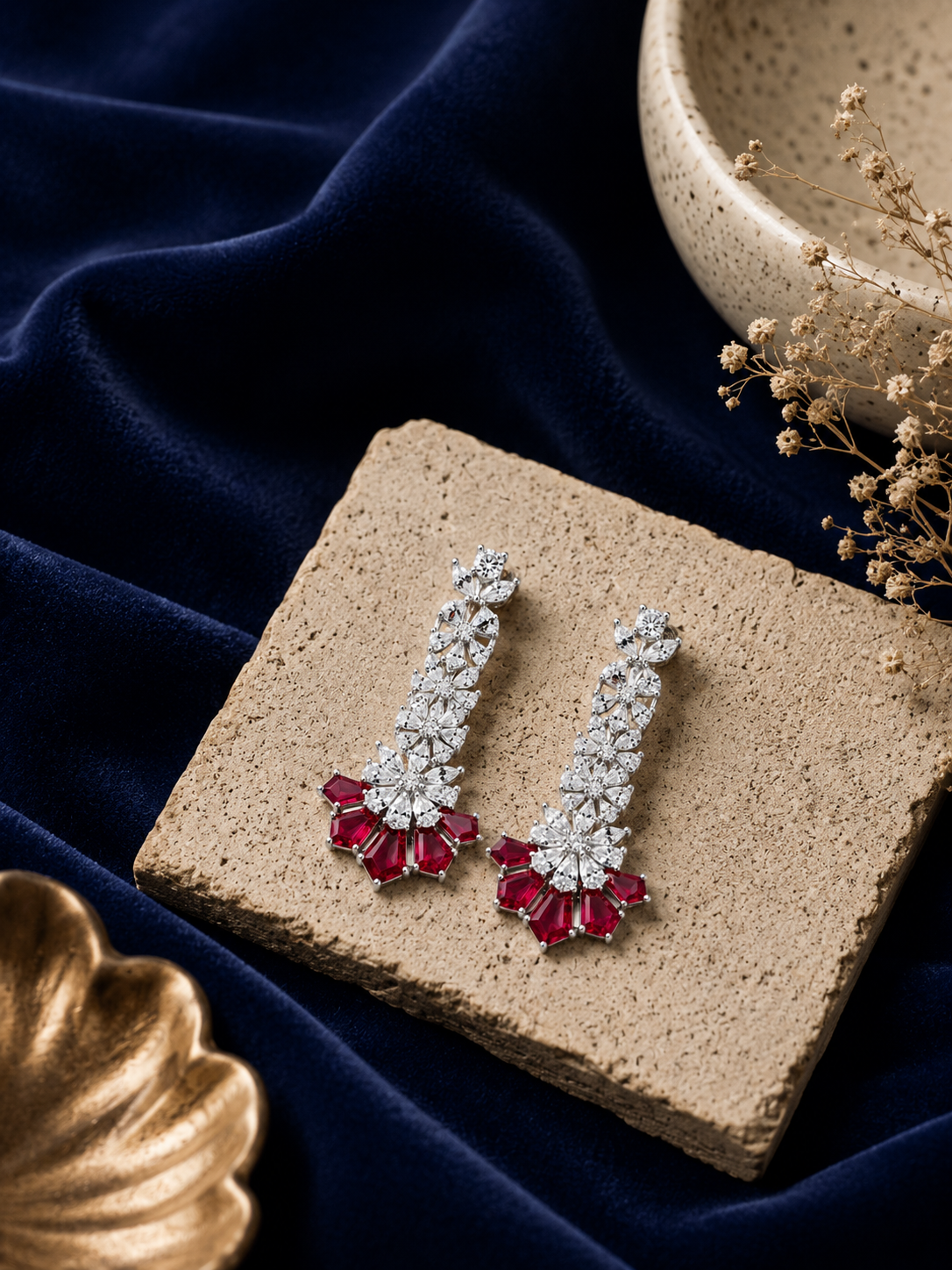 Ruby-Style Fringe Floral Drop Earrings