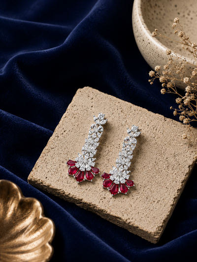 Ruby-Style Fringe Floral Drop Earrings