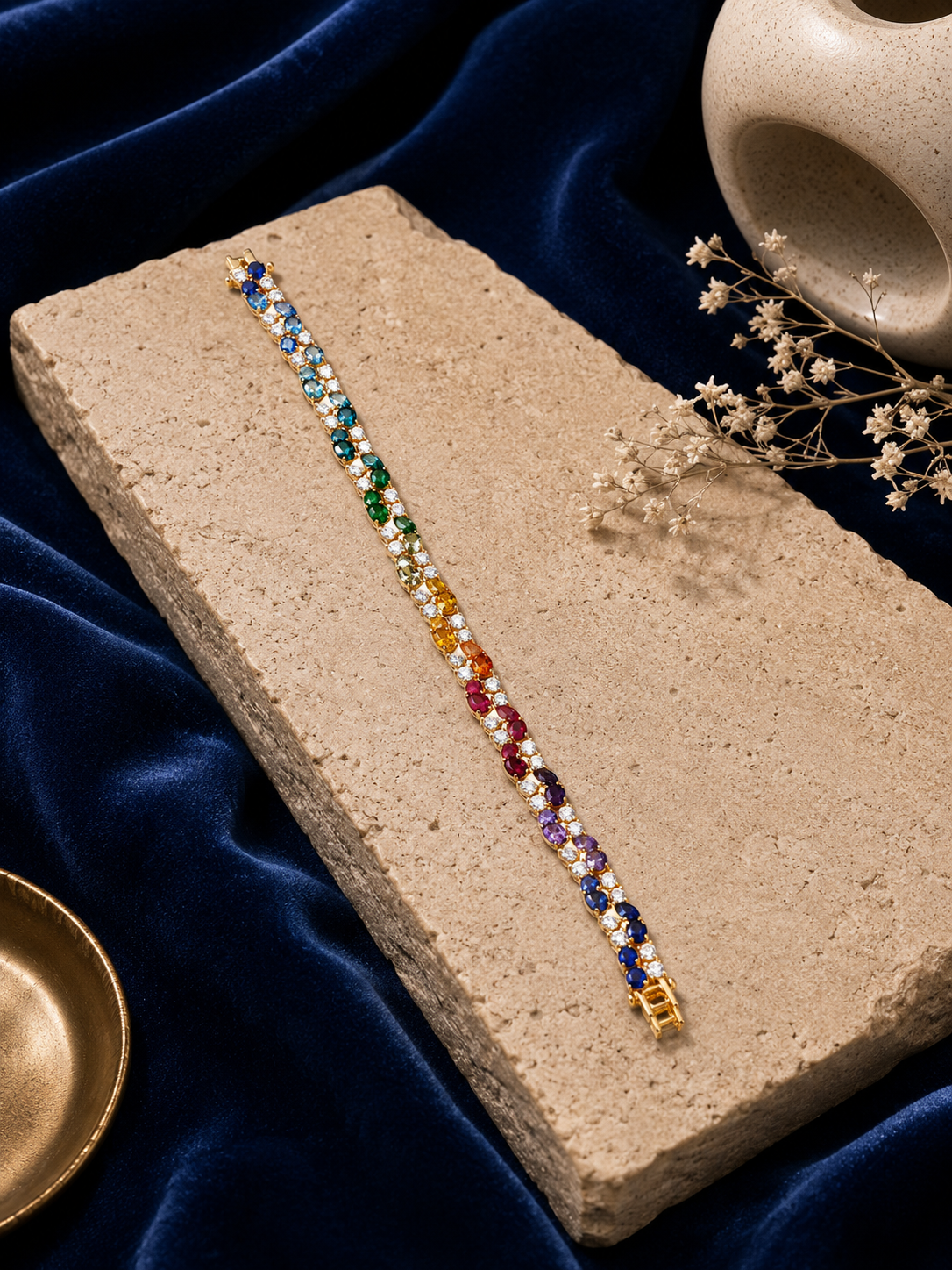 Rainbow Gemstone Pavé Tennis Bracelet