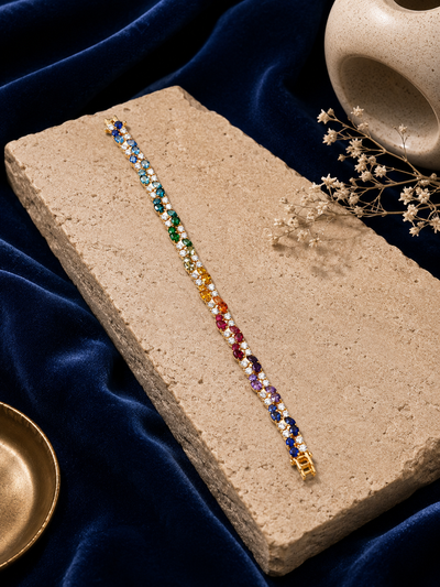Rainbow Gemstone Pavé Tennis Bracelet