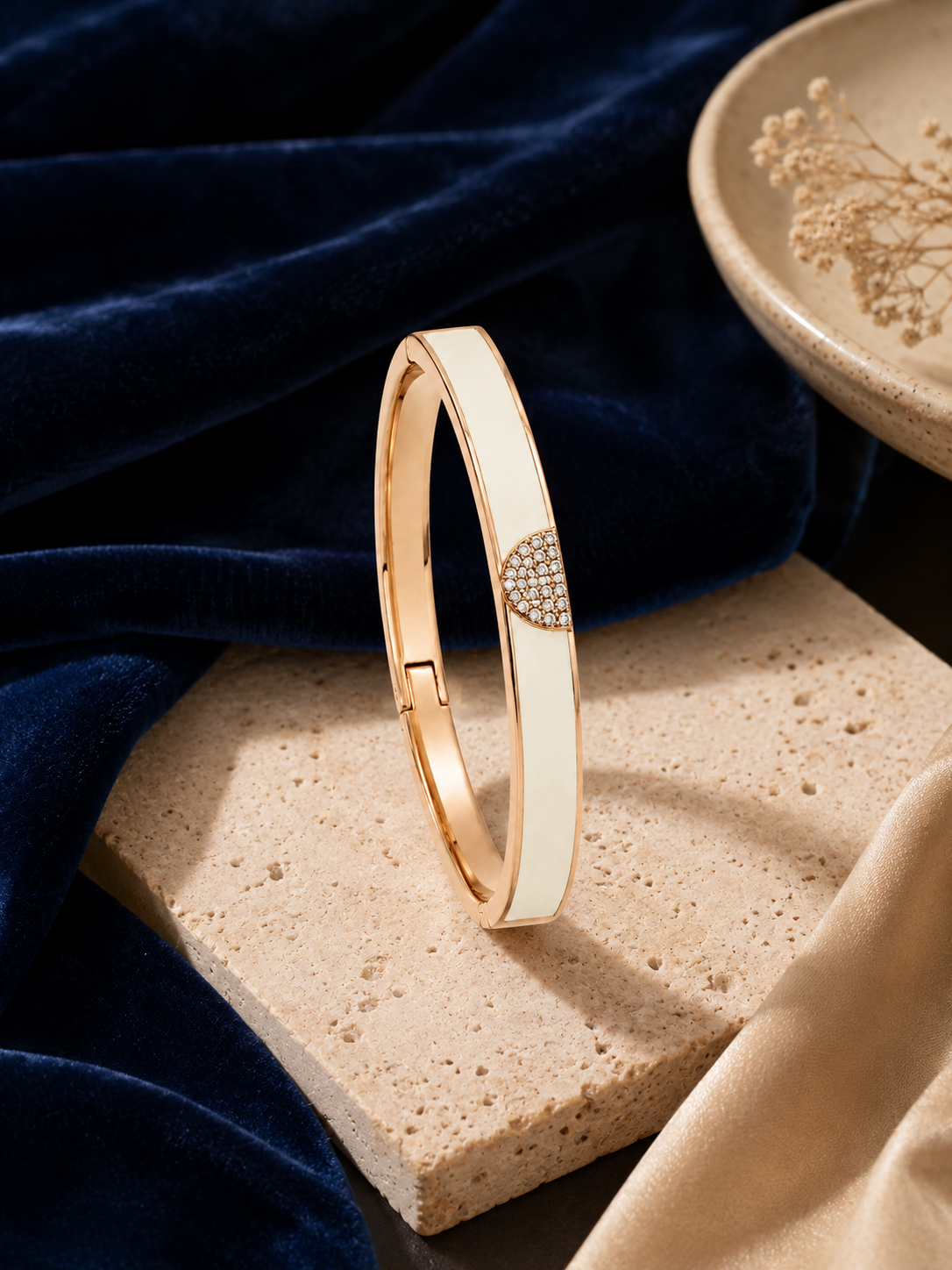 Ivory Pavé Rose Gold Cuff Bracelet