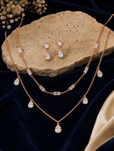 Rose Gold Teardrop Jewelry Set