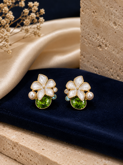 Verdant Bloom Pearl Jewelry Set