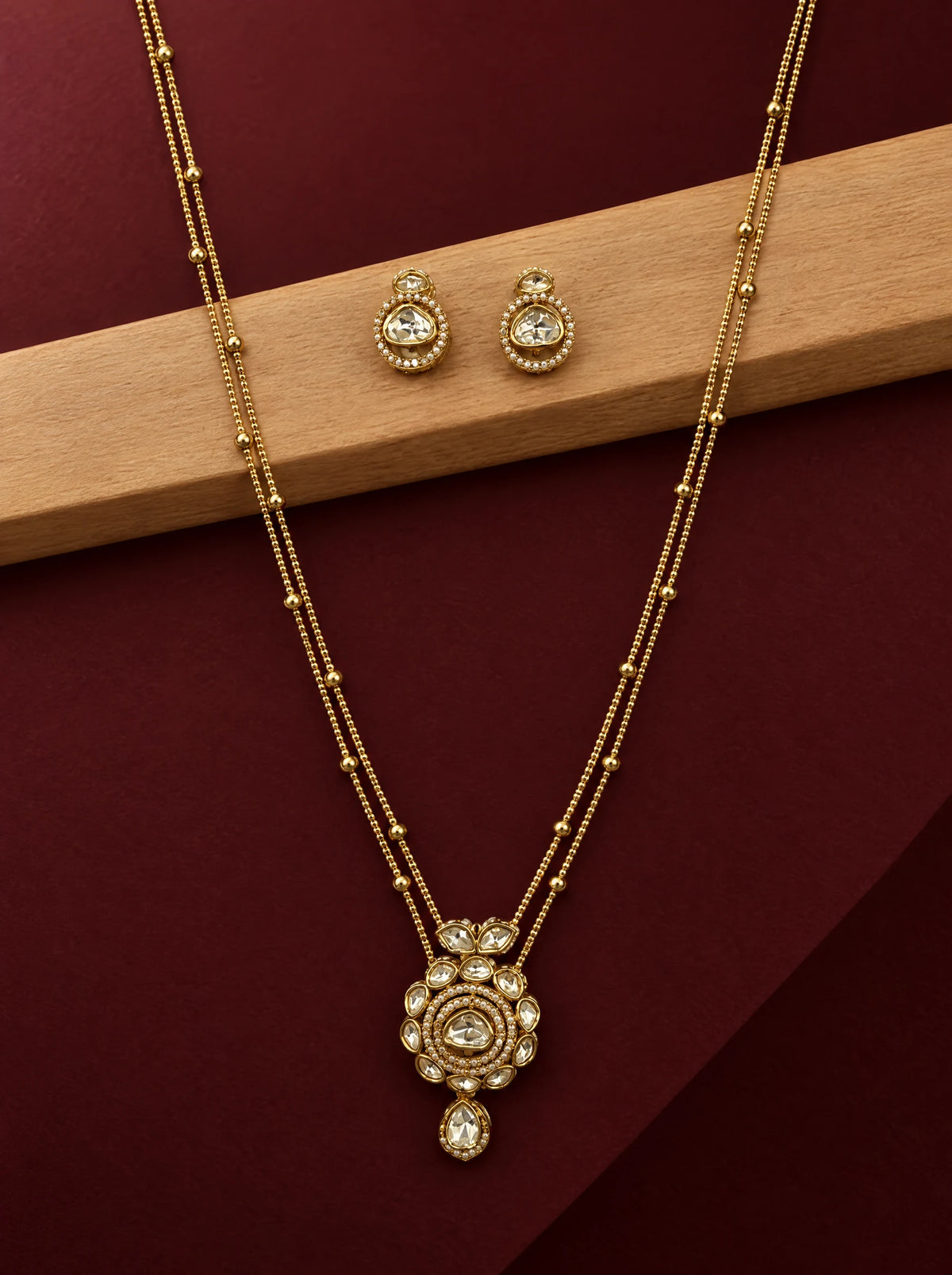 Crystal Medallion Drop Necklace