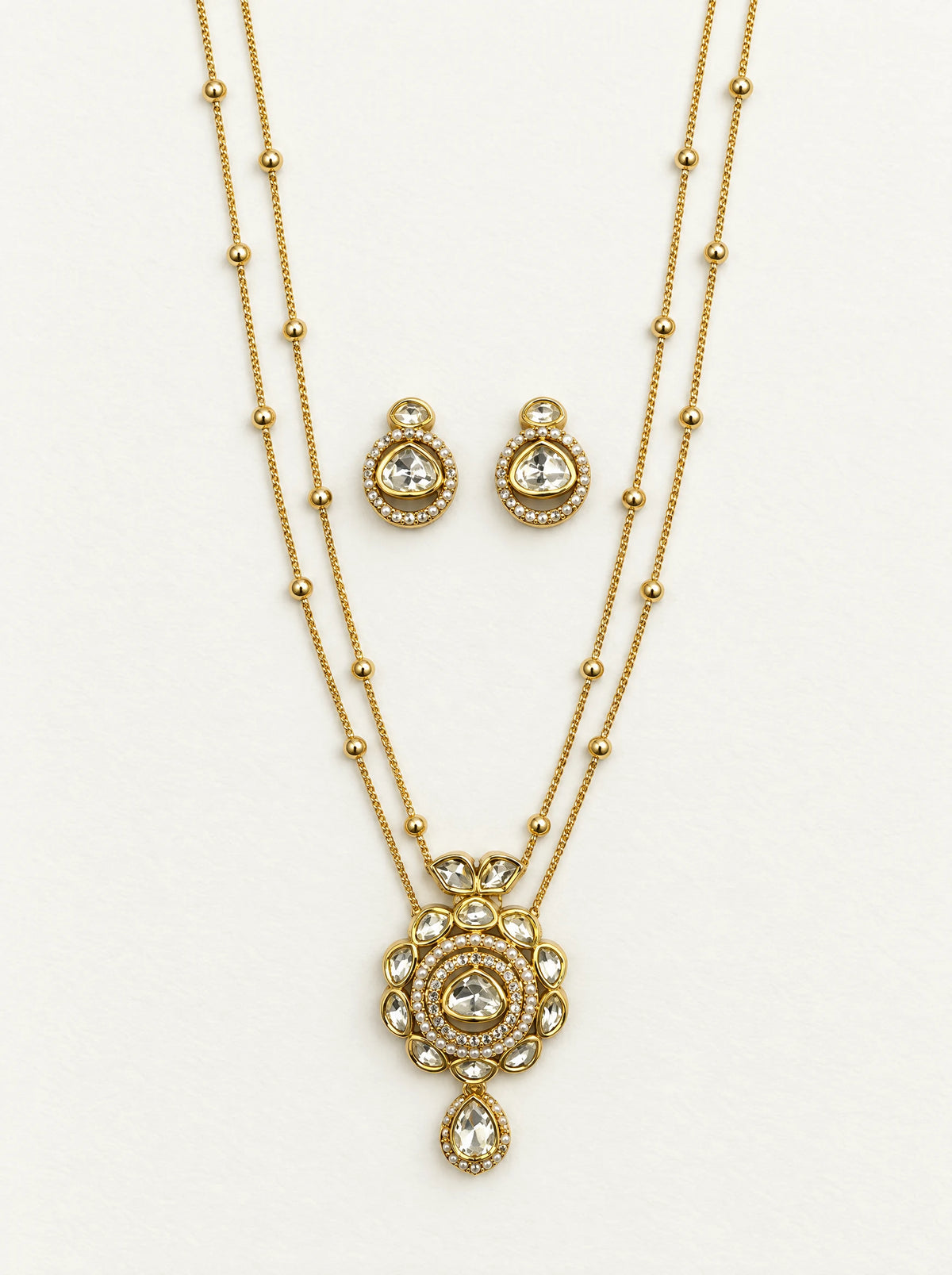 Crystal Medallion Drop Necklace