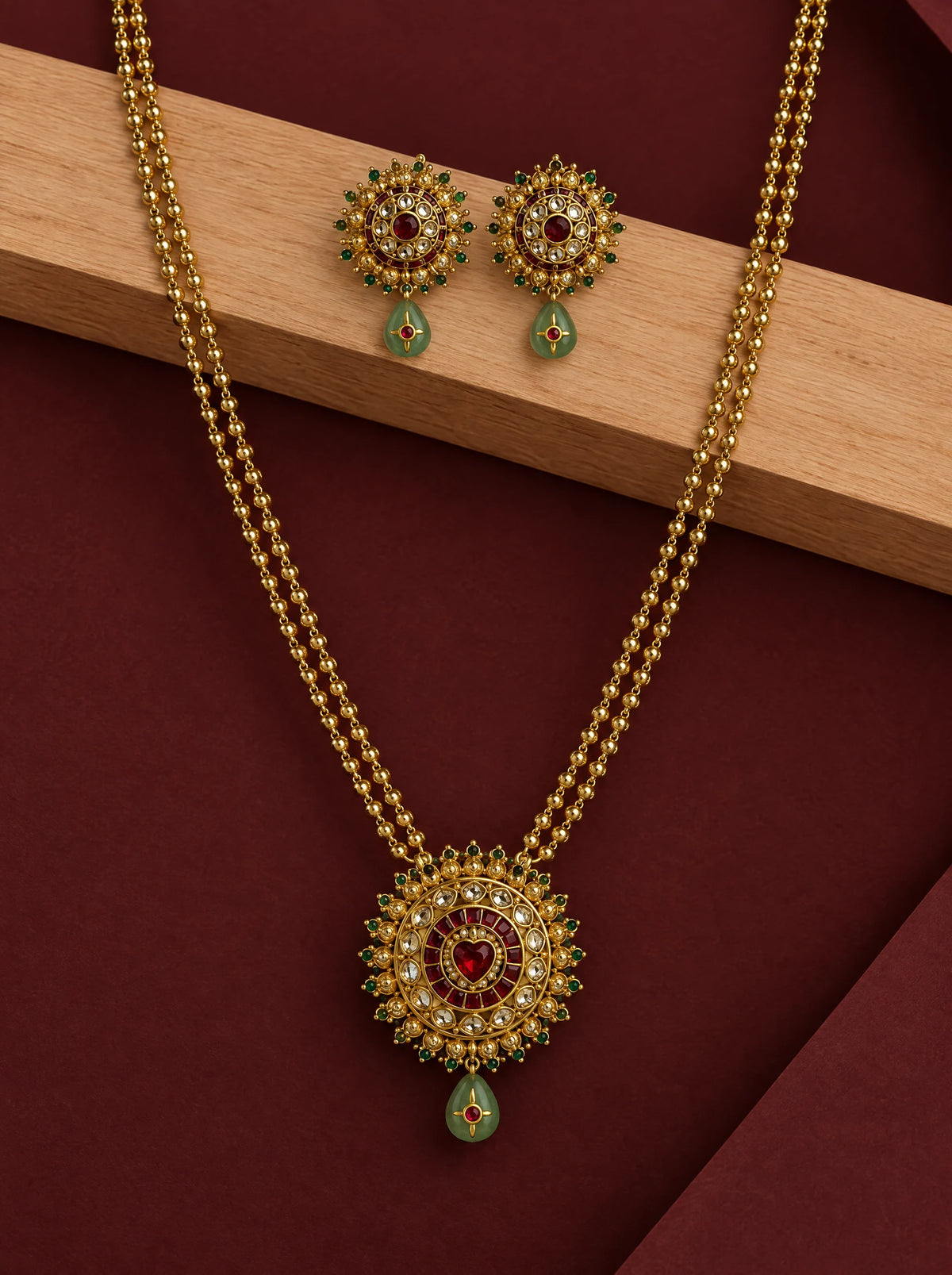 Ruby Floral Pendant Necklace