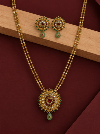 Ruby Floral Pendant Necklace