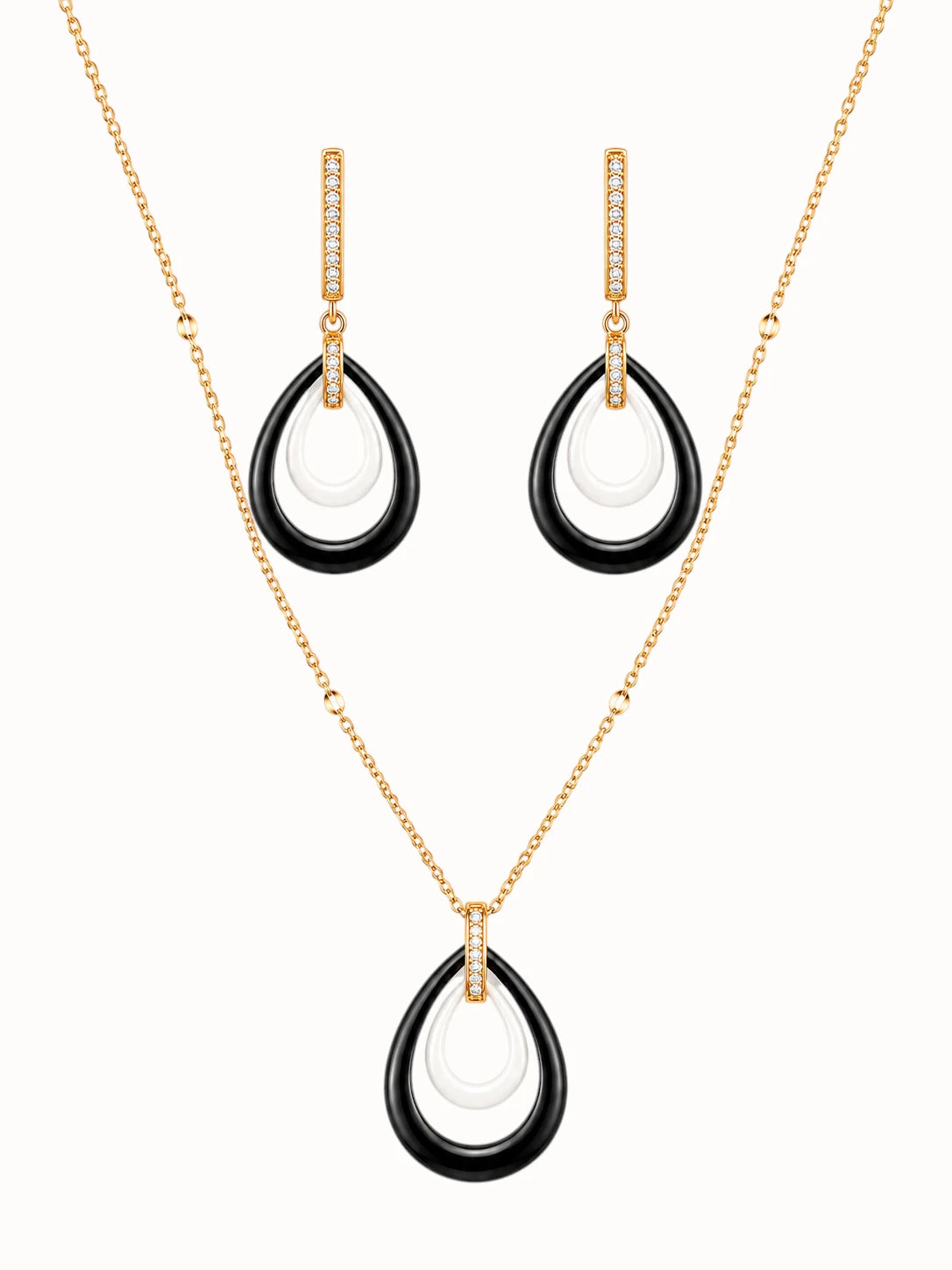 Black-and-White Teardrop Jewelry Set