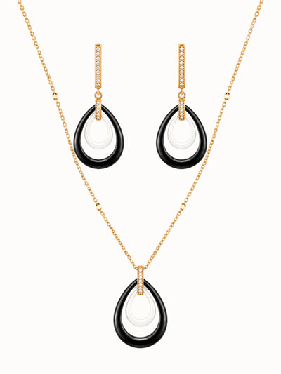 Black-and-White Teardrop Jewelry Set
