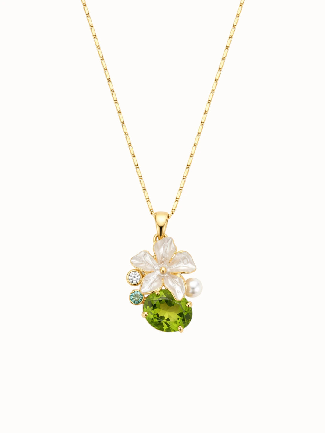 Mother-of-Pearl Flower and Peridot Jewelry Set