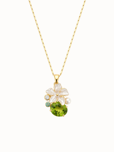 Mother-of-Pearl Flower and Peridot Jewelry Set