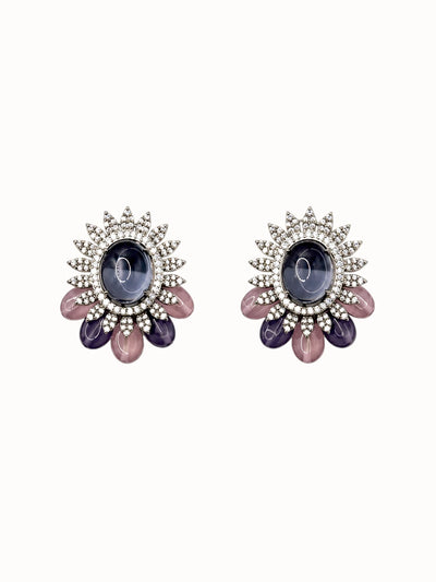 Floral Sunburst Cabochon Earrings