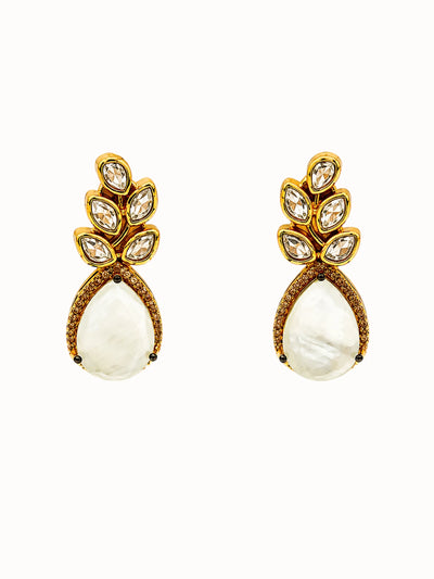 Gold Choker & Golden Leaf Mother-of-Pearl Jewelry Set