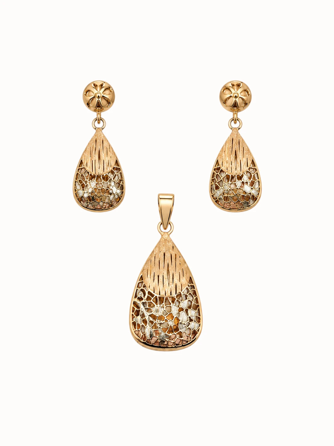 Gold Mosaic Teardrop Jewelry Set