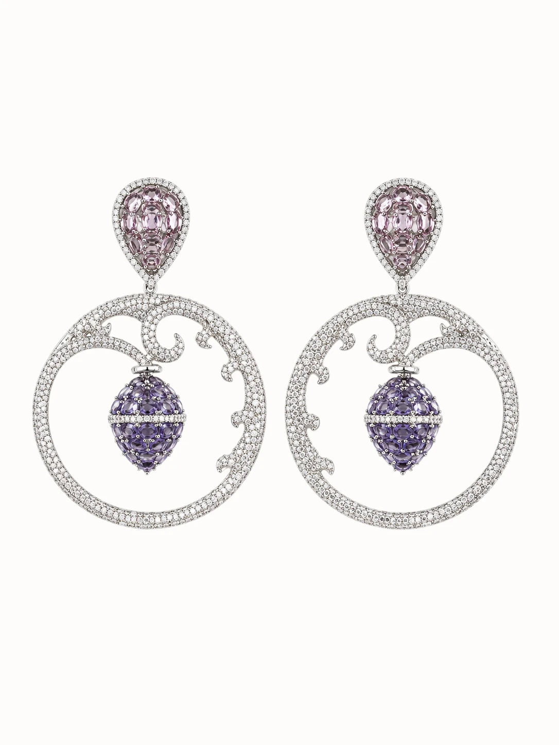 Lavender Amethyst Halo Hoop Earrings