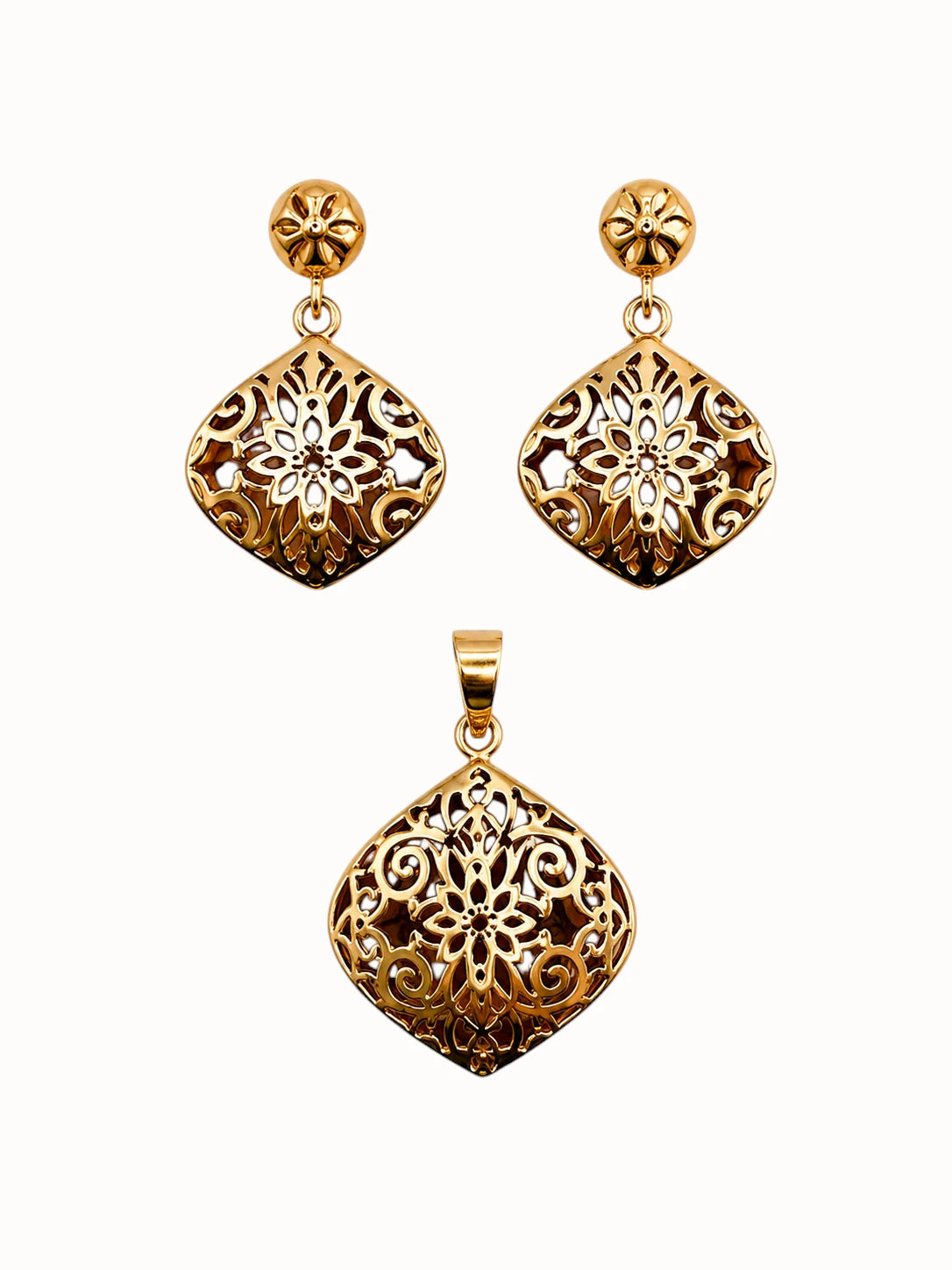 Ornate Gold Filigree Jewelry Set