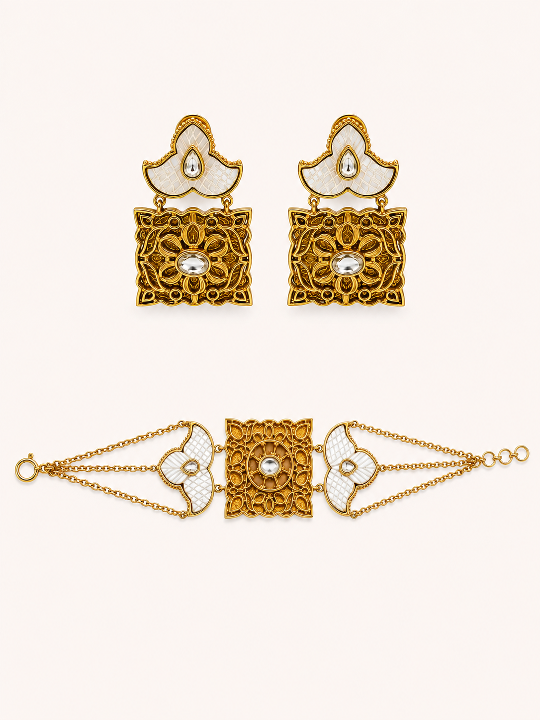 Ornate Gold Filigree Jewelry Set