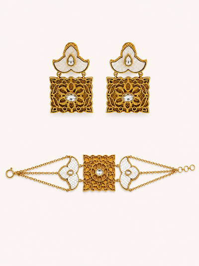 Ornate Gold Filigree Jewelry Set