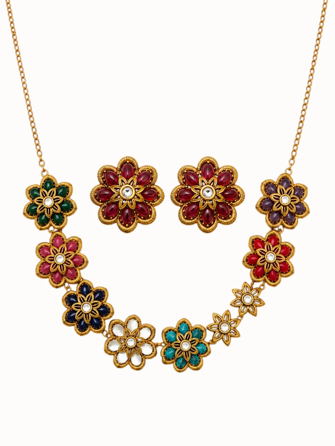 Ruby Floral Jewelry Set