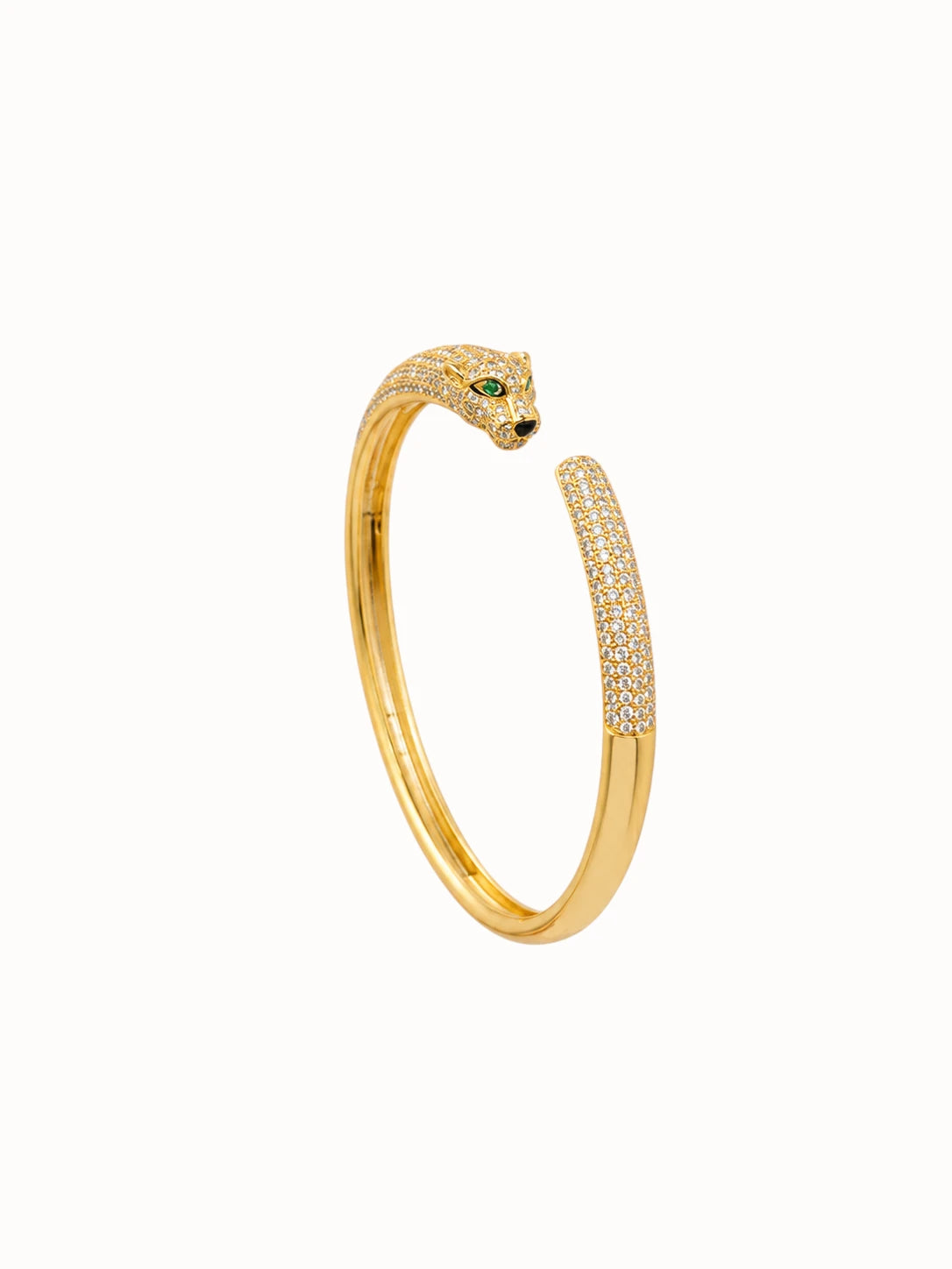 Pavé Gold-Tone Panther Cuff Bracelet