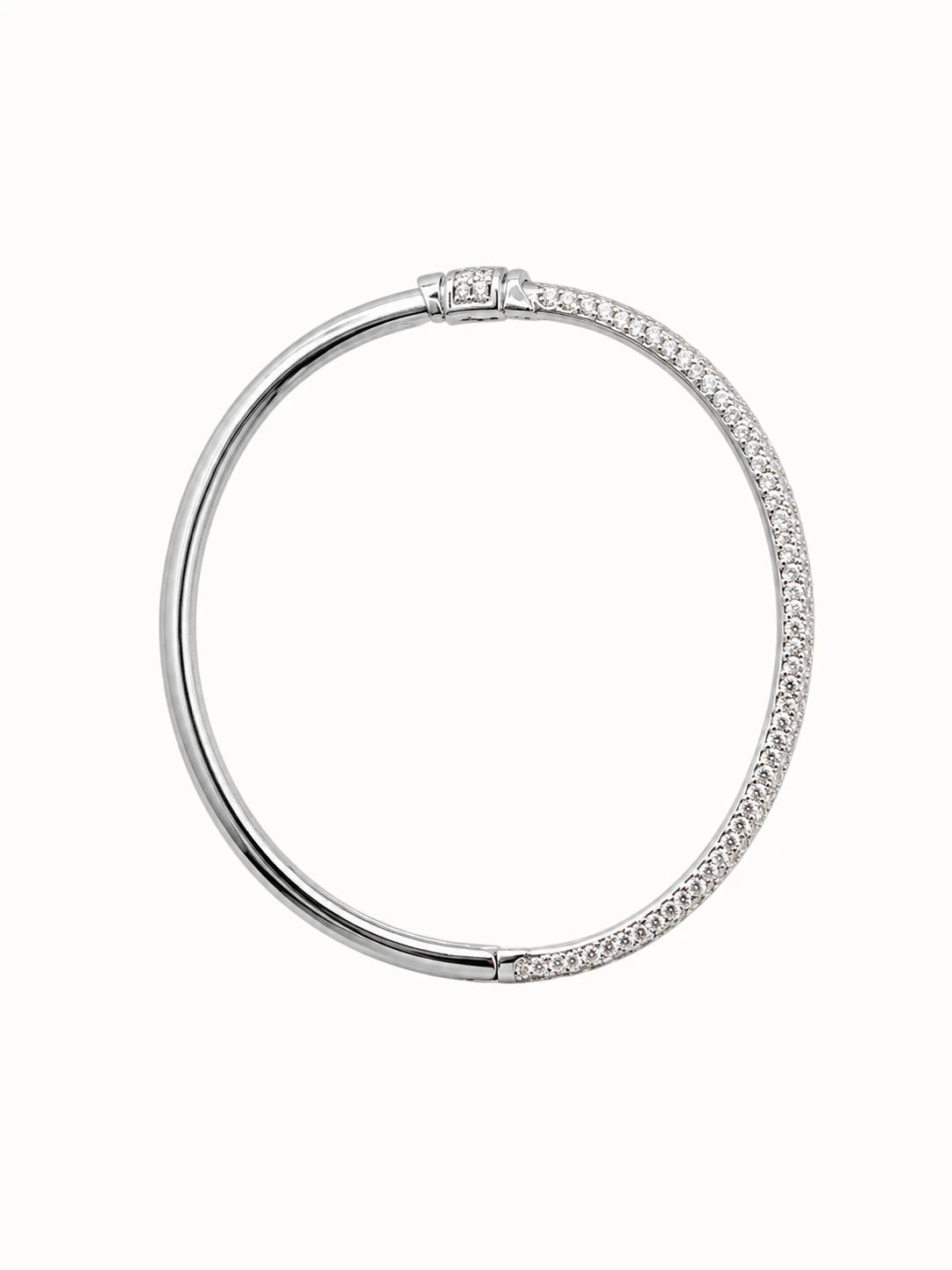 Pavé Silver Hinged Bangle